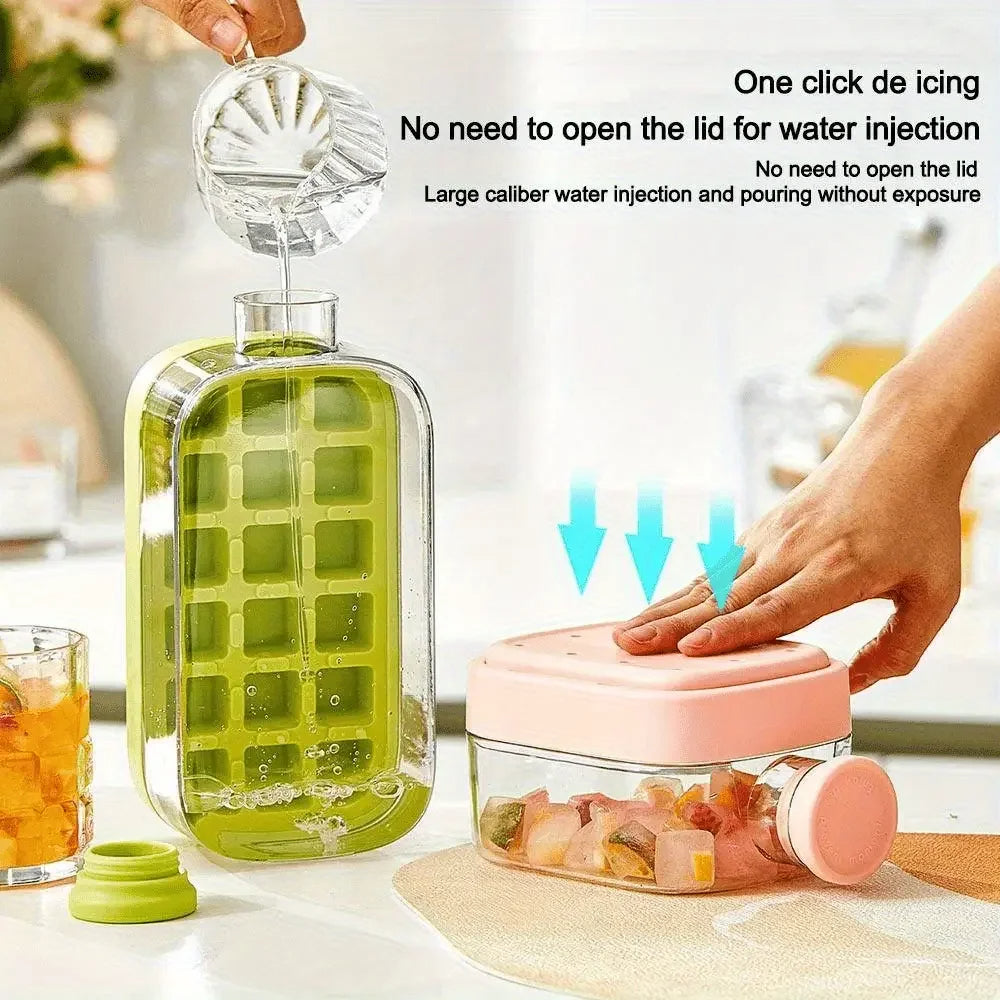 2-in-1 Ice Cube Tray & Water Bottle – Portable High-Capacity Ice Maker Mold for Home & Kitchen Summer Use - CartRare