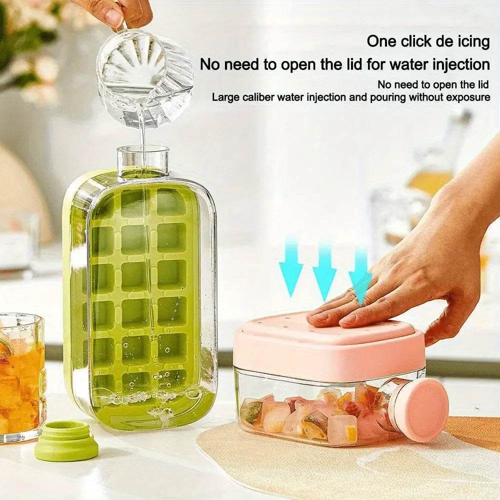 2-in-1 Ice Cube Tray & Water Bottle – Portable High-Capacity Ice Maker Mold for Home & Kitchen Summer Use - CartRare