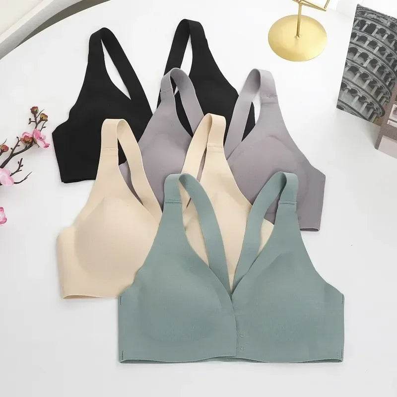 Front Open Seamless Push-Up Bra Wireless Deep V Comfort - CartRare