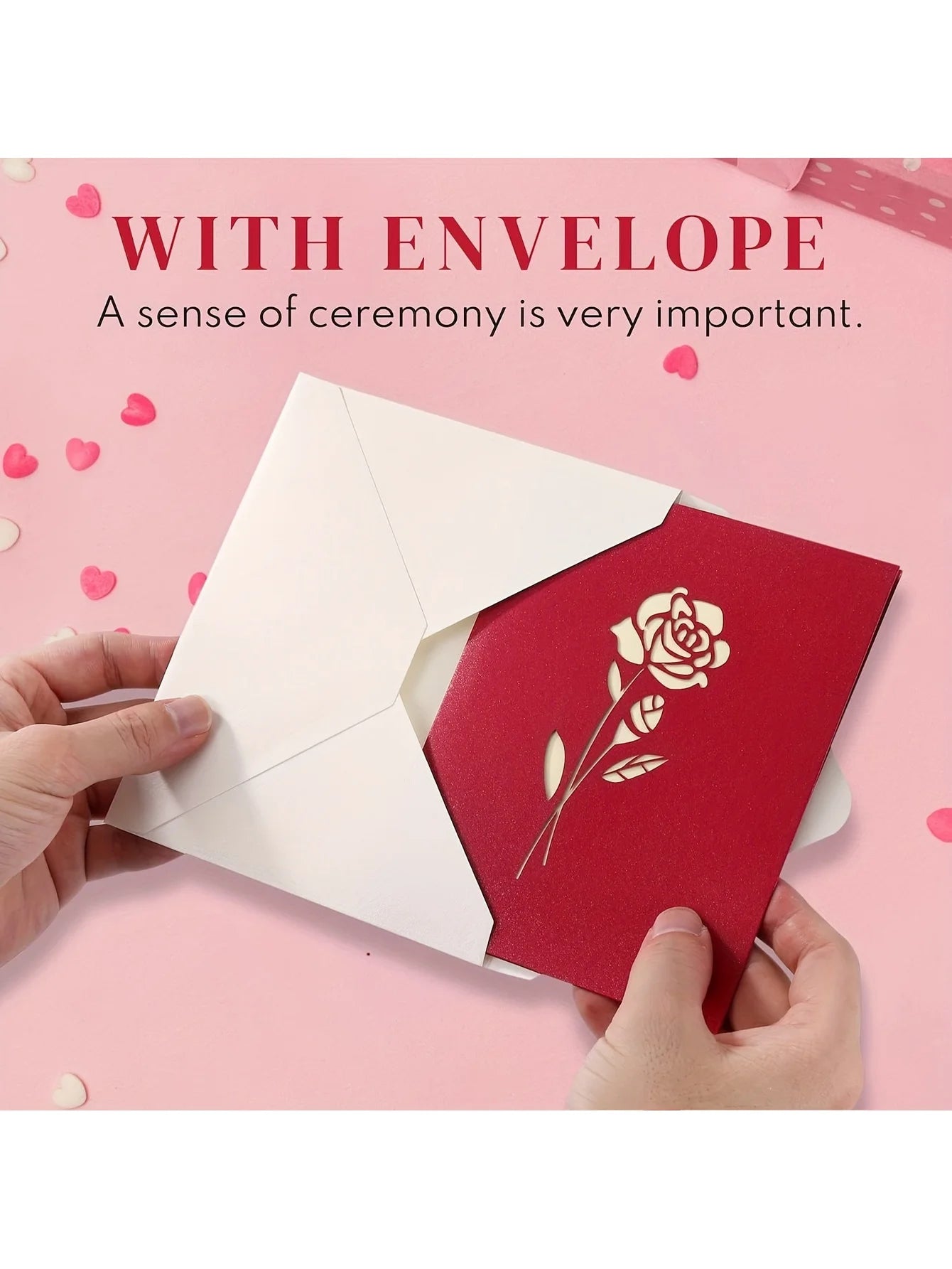 3D Pop-Up Rose Birthday Greeting Card with Envelope