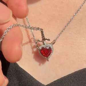 Heart Ring and Sword Necklace Set – Stainless Steel Couple Jewelry Gift - CartRare