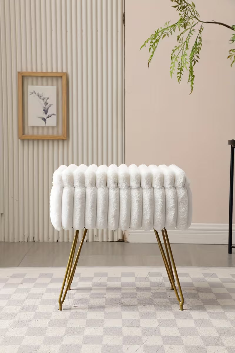 Faux Fur Vanity Stool