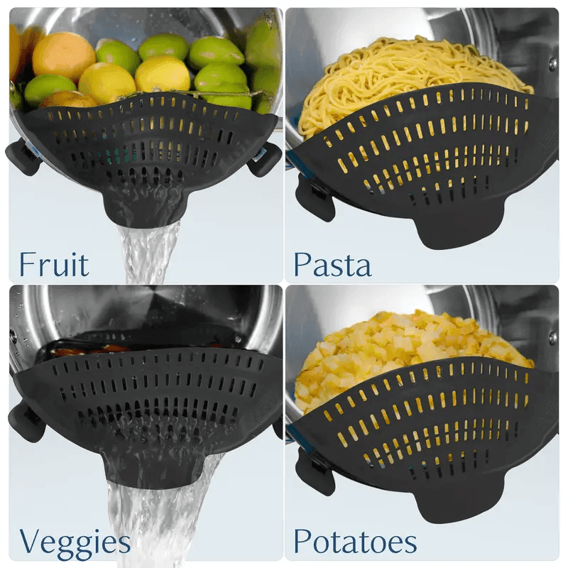 Adjustable Clip-On Strainer for Pots, Pans & Bowls – 1pc Kitchen Pot Strainer - CartRare