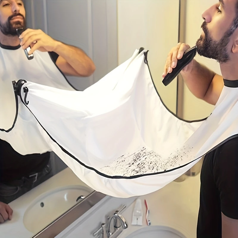 Men's Beard Shaving Apron – Hair Catcher Bib & Shaving Organizer, Easy Bathroom Cleanup, Grooming Gift for Him - CartRare