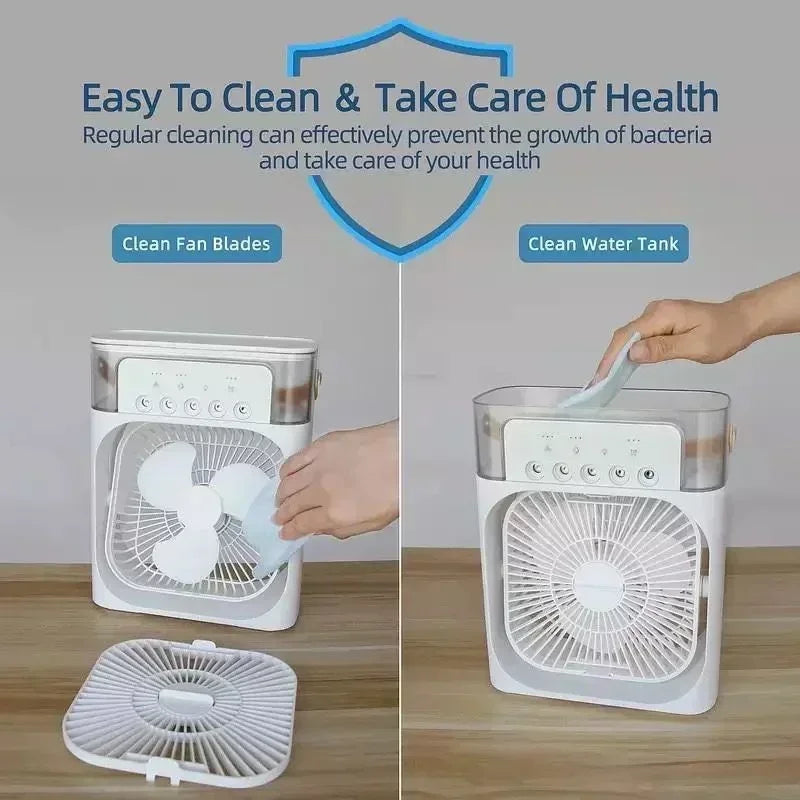 3-in-1 Portable Air Cooler Fan with Humidifier and LED Light - CartRare