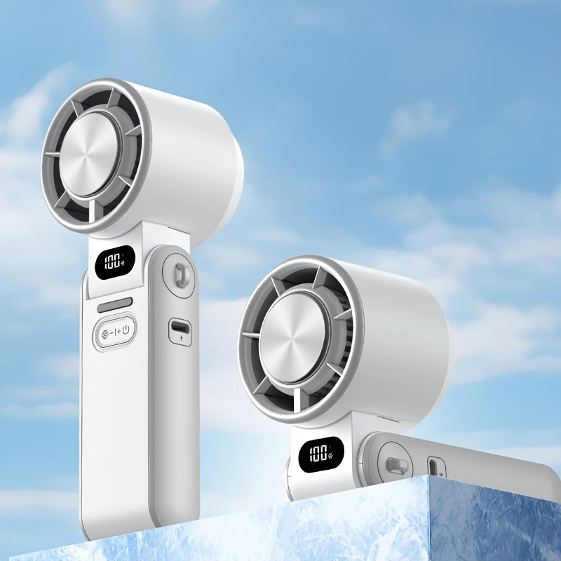 Handheld Turbo Cooling Fan Rechargeable Foldable Fan with Adjustable Speed - CartRare
