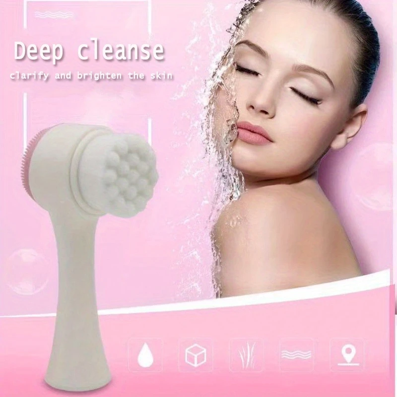 3D Silicone Face Cleansing Brush Dual-Sided Exfoliator - CartRare