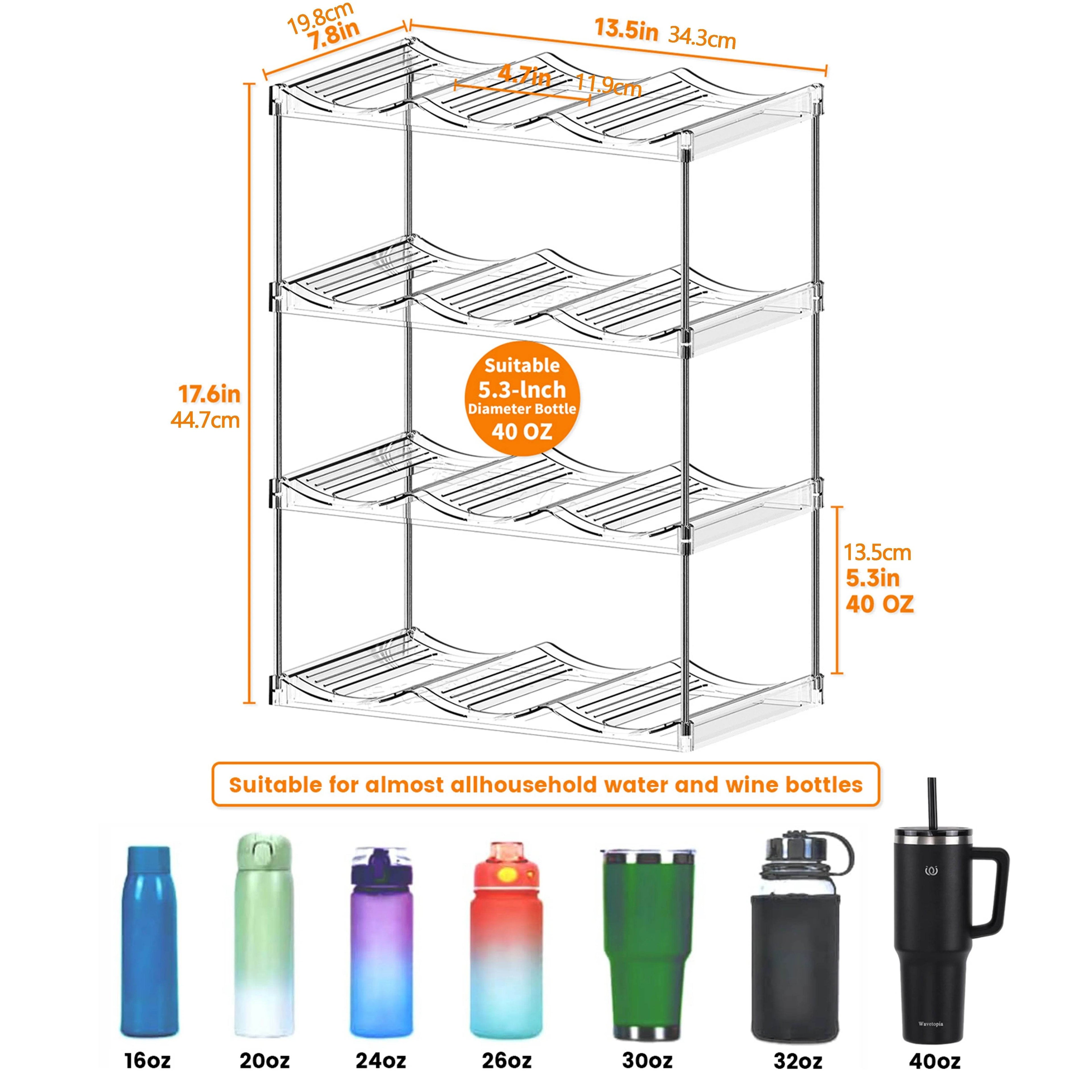 Multilayer Clear Stackable Water Bottle Organizer Rack for Kitchen Cabinets and Pantry - CartRare