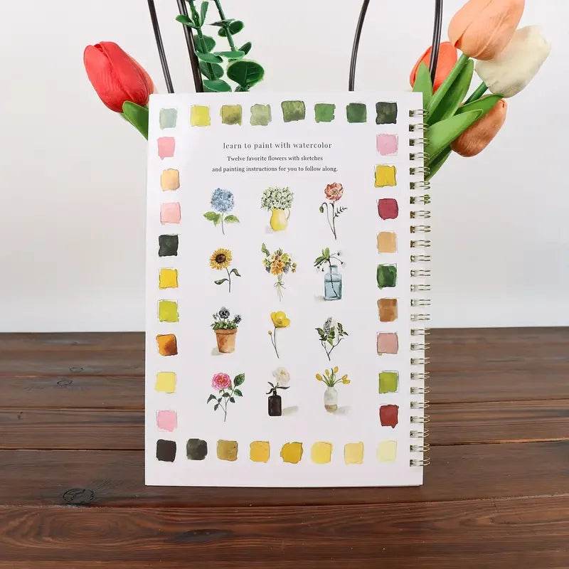 Floral Watercolor Workbook Spiral Sketchbook for Beginner Artists - CartRare