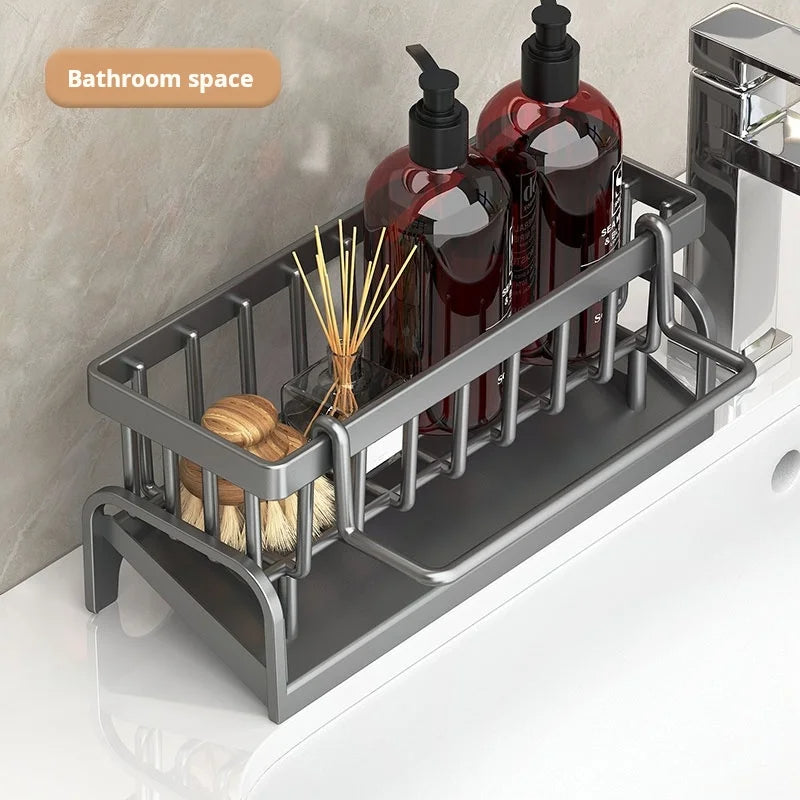 Multifunction Kitchen Sink Organizer Rack for Cloths, Sponges, and Detergent - CartRare