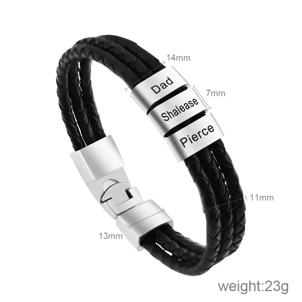 Custom Engraved Leather Bracelet – Gift for Husband, Dad, Him - CartRare
