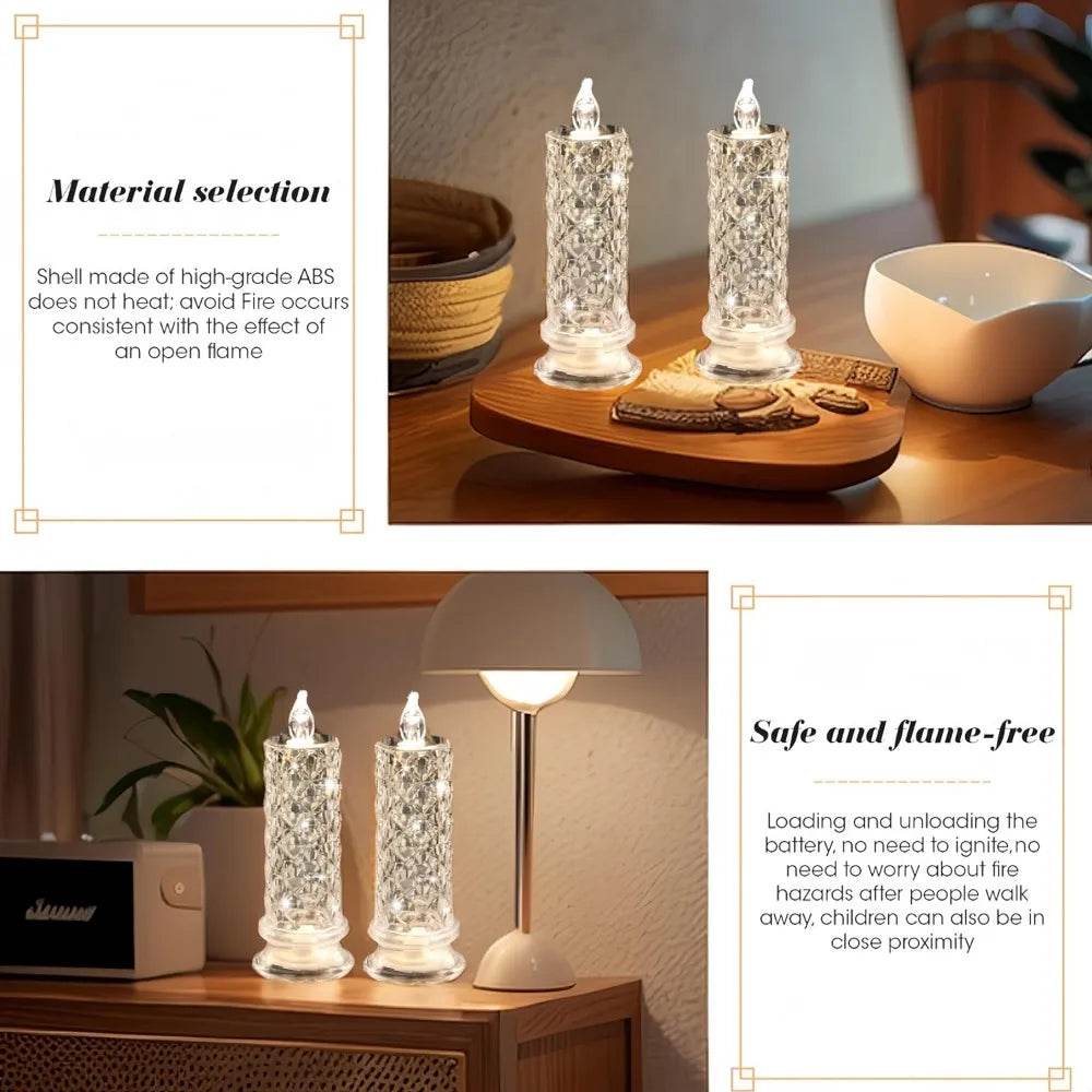 Flameless LED Rose Projection Candle Light for Home Decor, Parties, Wedding Gift - CartRare