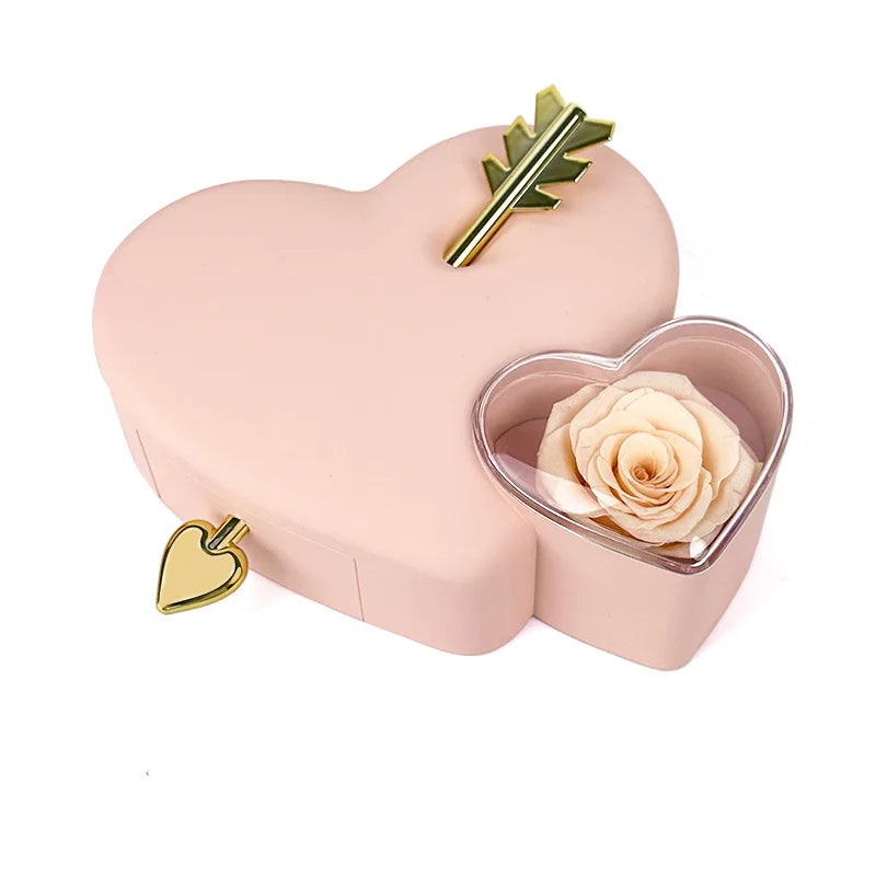 Custom Name Necklace & Eternal Rose Heart Jewelry Gift Box