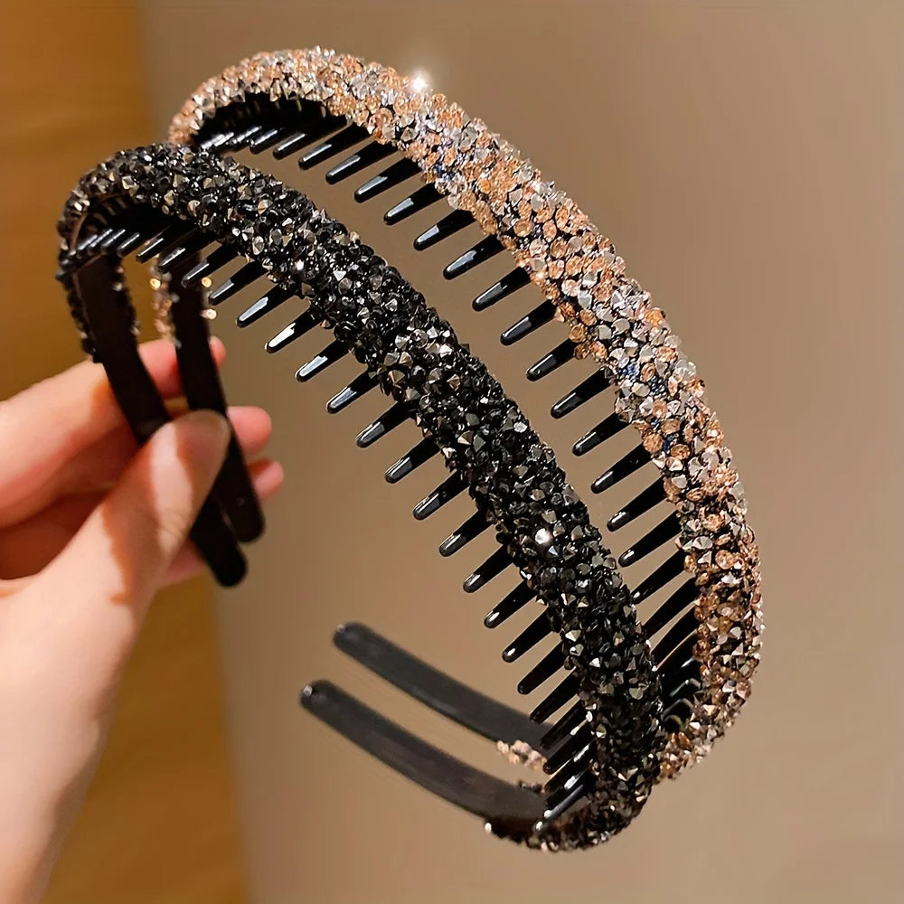 Hair Accessories Trio Set Rhinestone Headband Wave Headband and Sparkly Hair Ties