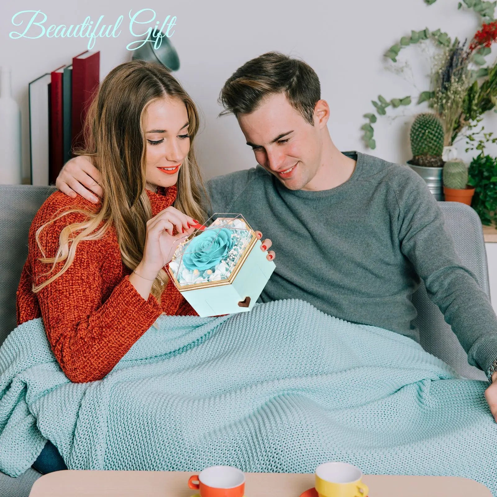 Ocean Heart Crystal Necklace – Eternal Rose Heart-Shaped Jewelry Box, Romantic Gift for Her on Valentine’s Day & Christmas