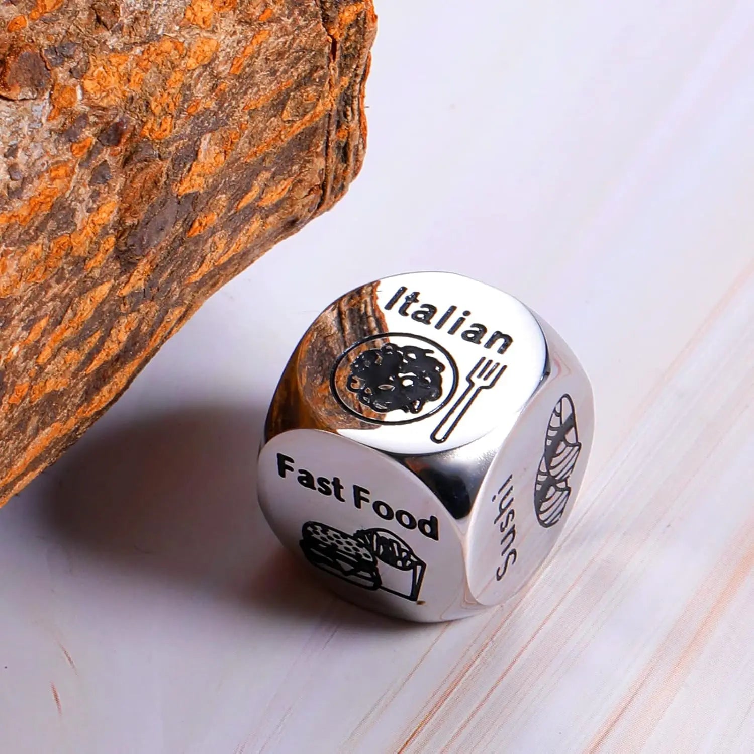 Stainless Steel Food Decision Dice Funny Gift for Him Her
