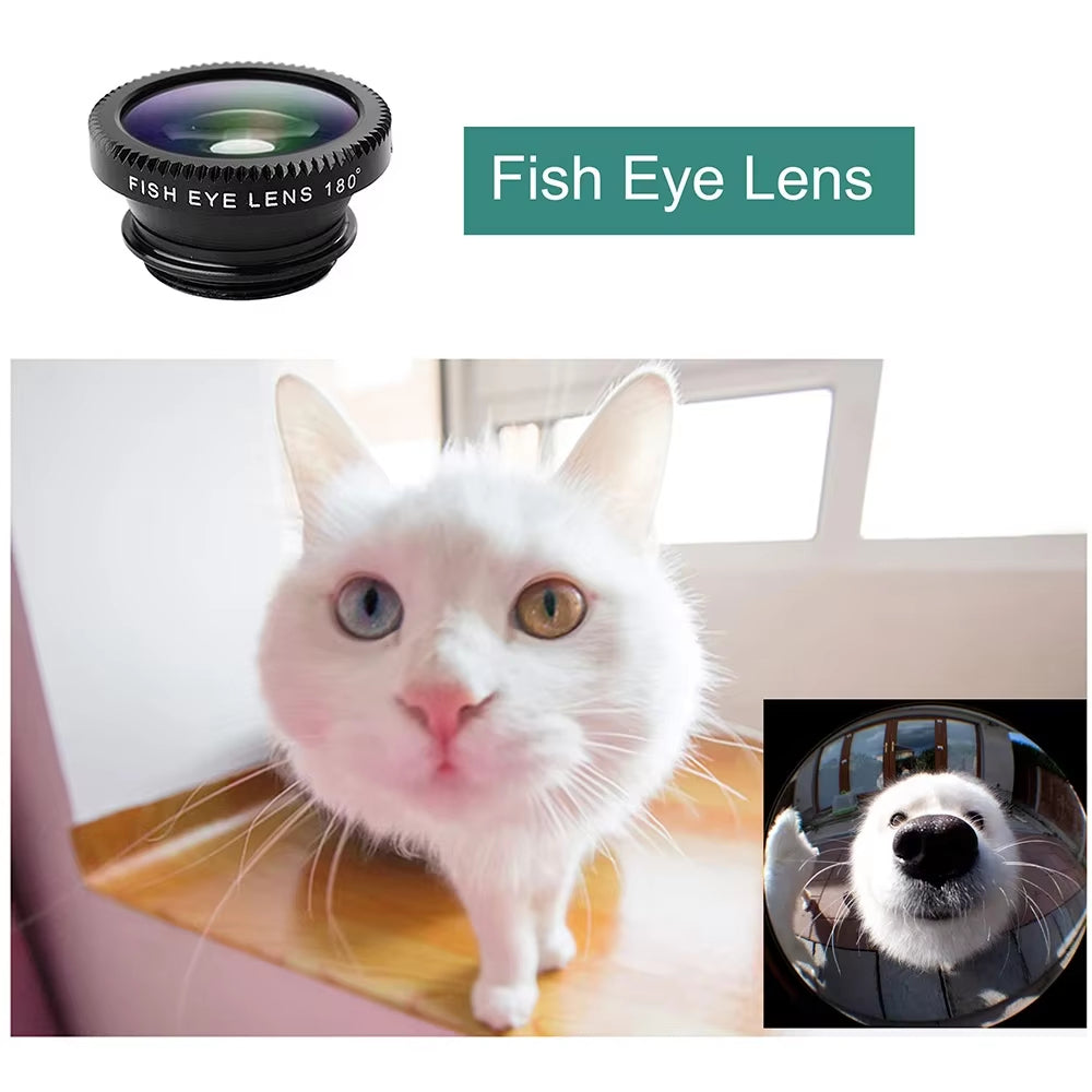 3-in-1 Smartphone Camera Lens Kit with Fisheye and Wide Angle - CartRare