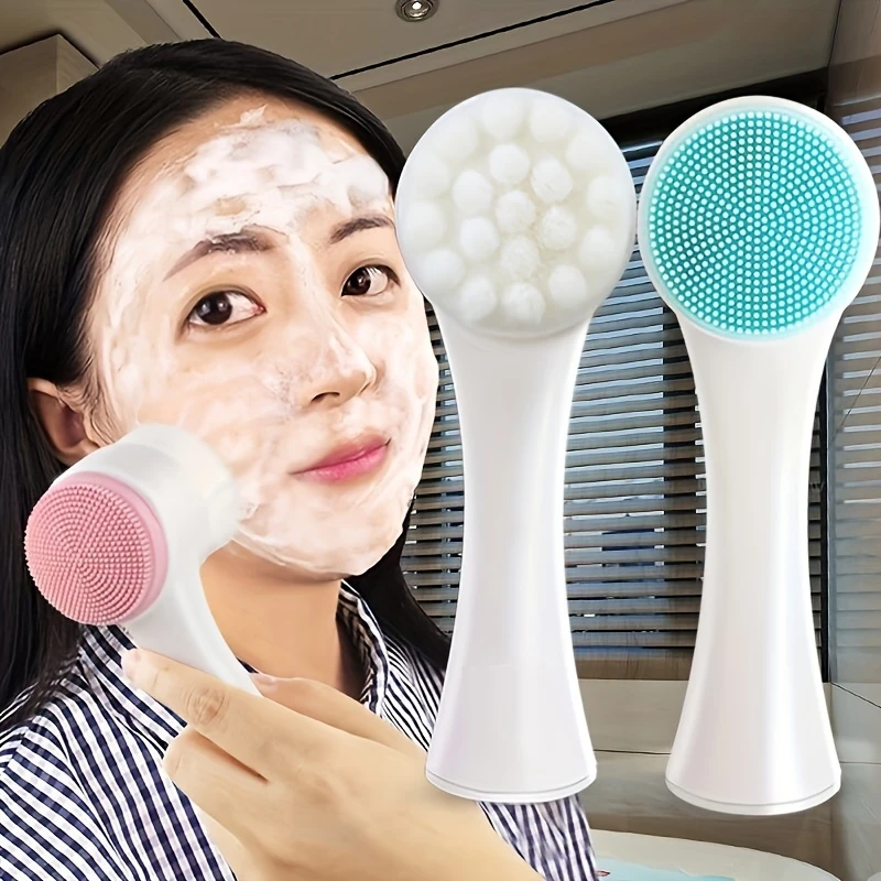 3D Silicone Face Cleansing Brush Dual-Sided Exfoliator - CartRare