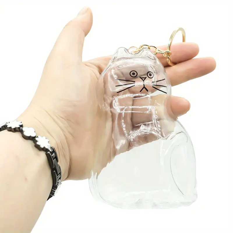 Cat Fur Memorial Keychain Transparent Pet Hair Keepsake Pendant