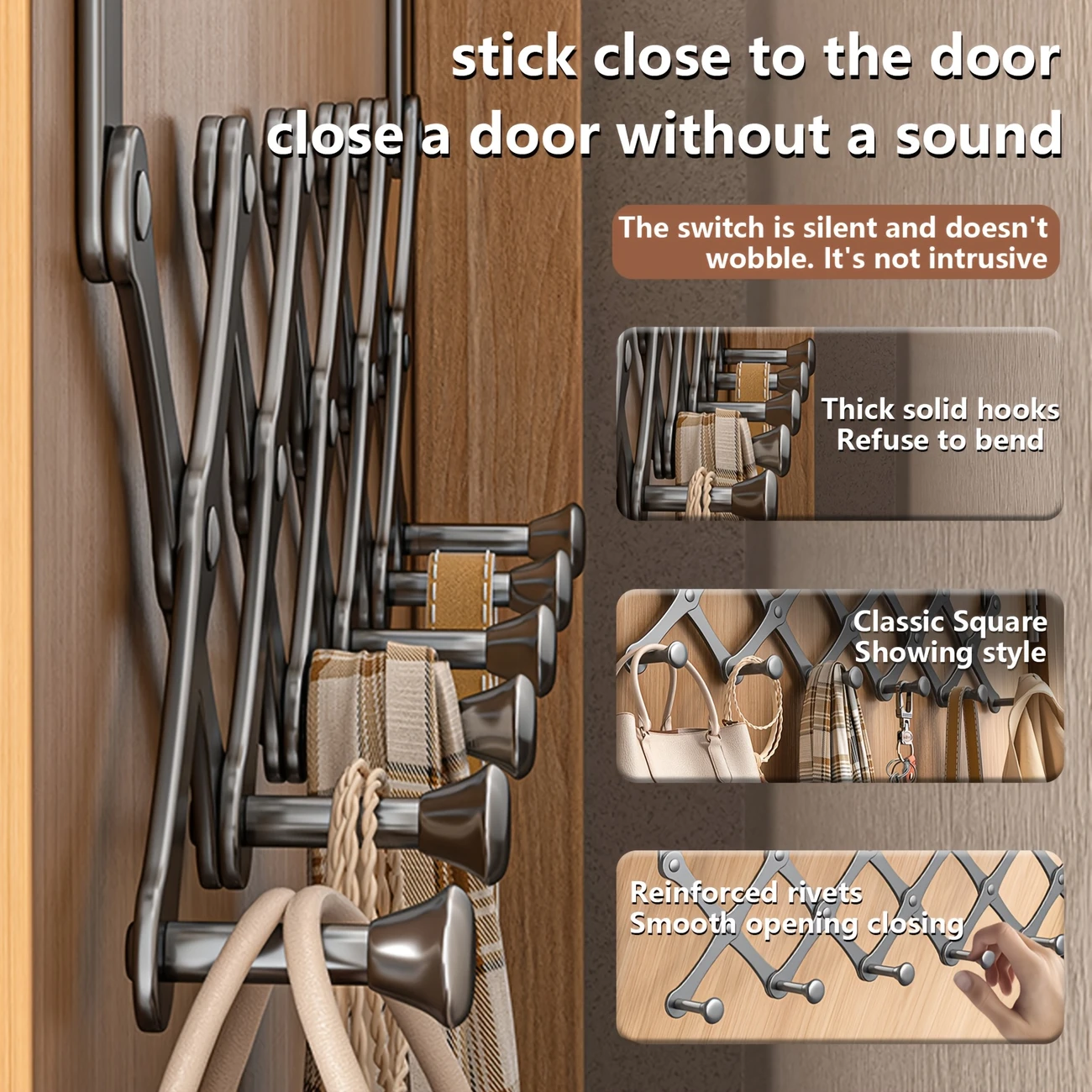 Retractable Over-the-Door Hook Rack – Heavy-Duty with 6 Hooks for Coats, Towels & Bags - CartRare
