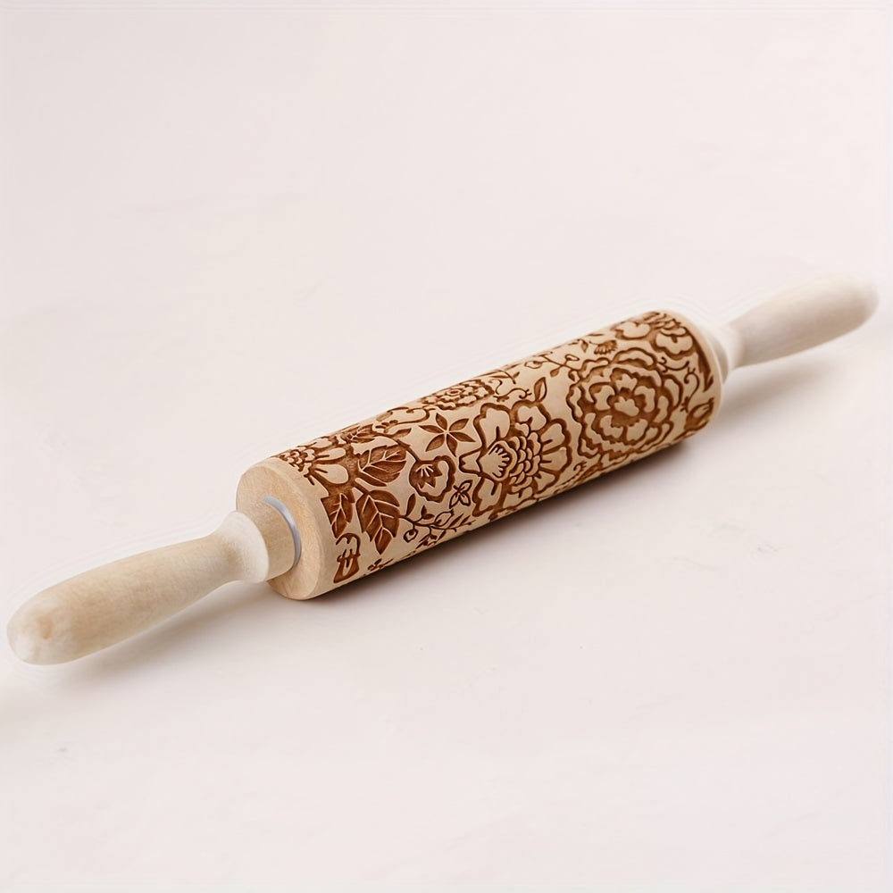 Premium Patterned Wooden Rolling Pin Embossed Dough & Baking Tool for All Designs