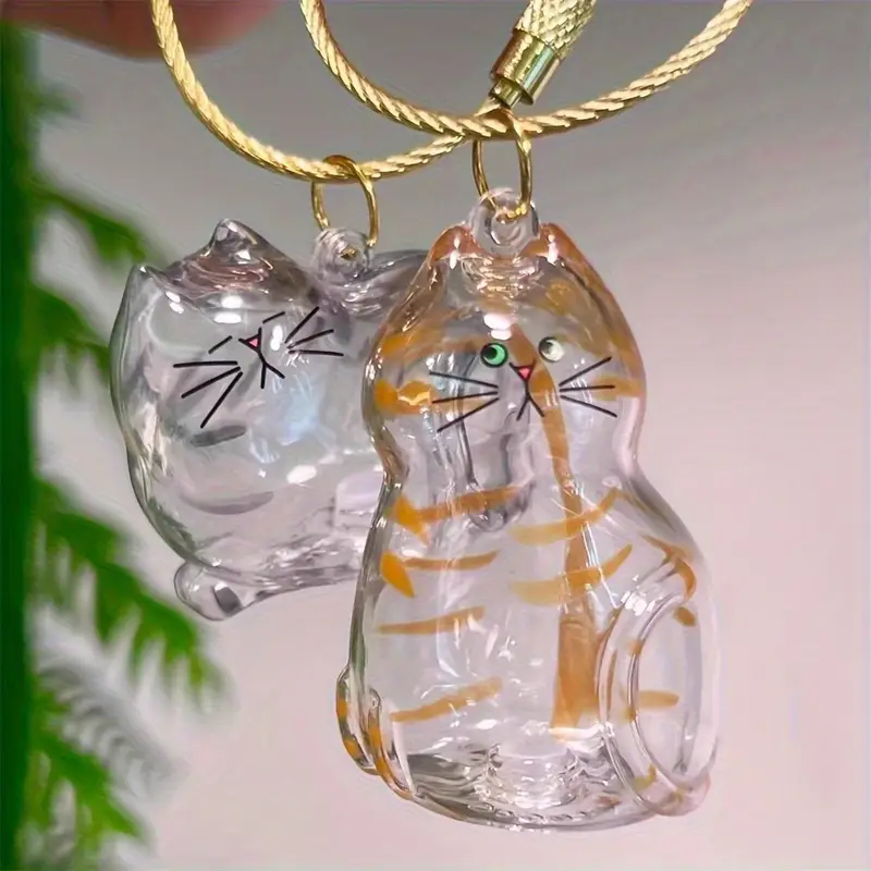 Cat Fur Memorial Keychain Transparent Pet Hair Keepsake Pendant