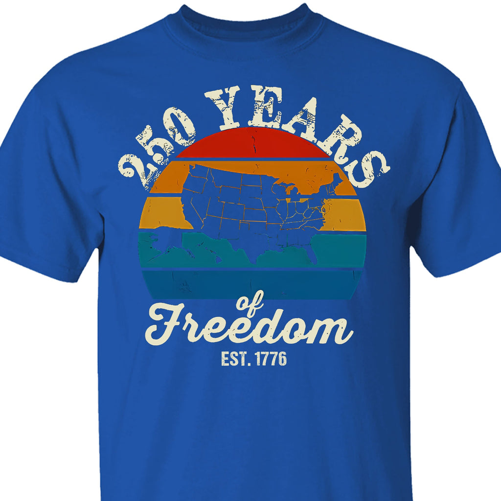 250 Years Of Freedom Retro Map Shirt | Happy 250th Birthday USA | Patriotic 4th Of July Tee | America 250th Anniversary | Independence Day Shirt 682569