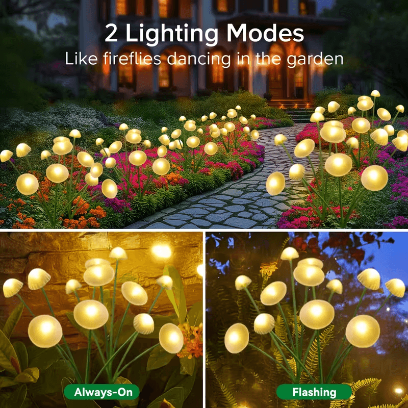 Solar Mushroom/Jellyfish LED Stake Lights – Outdoor Waterproof Garden Decor with Auto On/Off & Warm/RGB Color Modes (IP65, 600mAh) - CartRare