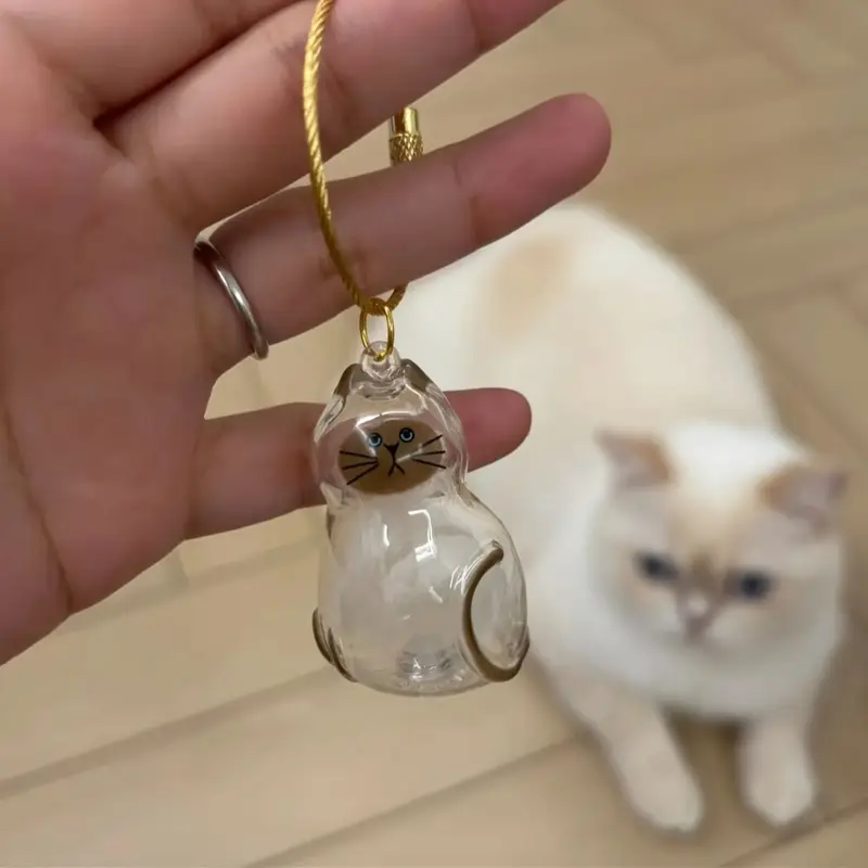 Cat Fur Memorial Keychain Transparent Pet Hair Keepsake Pendant