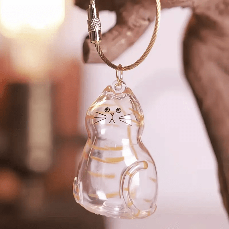 Cat Fur Memorial Keychain Transparent Pet Hair Keepsake Pendant - CartRare