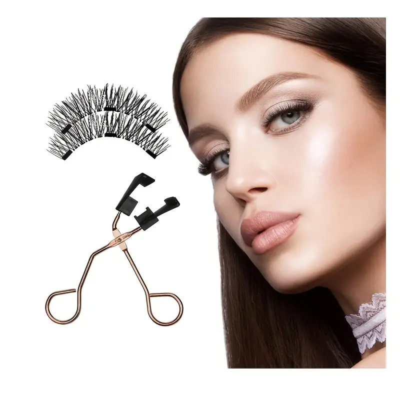Magnetic 8Pcs Reusable Eyelashes with Applicator – No Glue, 5 Magnet Natural Look Lashes - CartRare