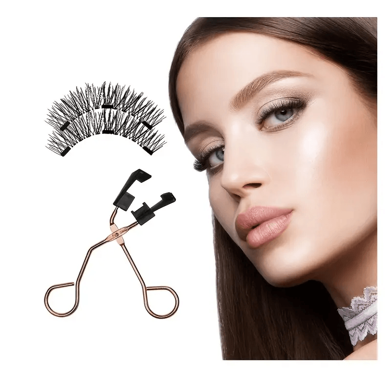 Magnetic 8Pcs Reusable Eyelashes with Applicator – No Glue, 5 Magnet Natural Look Lashes - CartRare