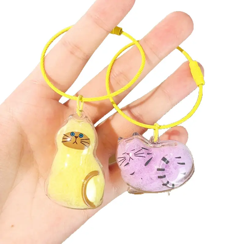 Cat Fur Memorial Keychain Transparent Pet Hair Keepsake Pendant