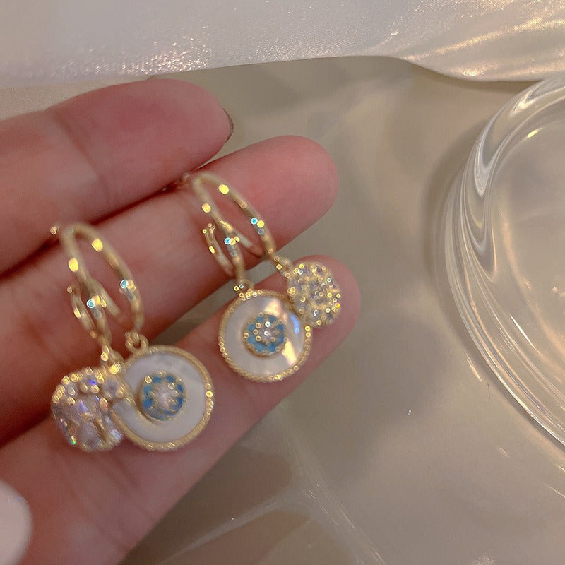 Vintage Boho Gold Plated Zirconia Hoop Earrings With Zirconia Accents