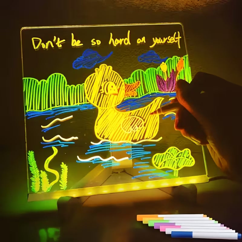 Board 7 Neon Pens Rewritable Drawing Tablet for Kids