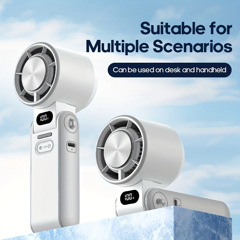Handheld Turbo Cooling Fan Rechargeable Foldable Fan with Adjustable Speed - CartRare
