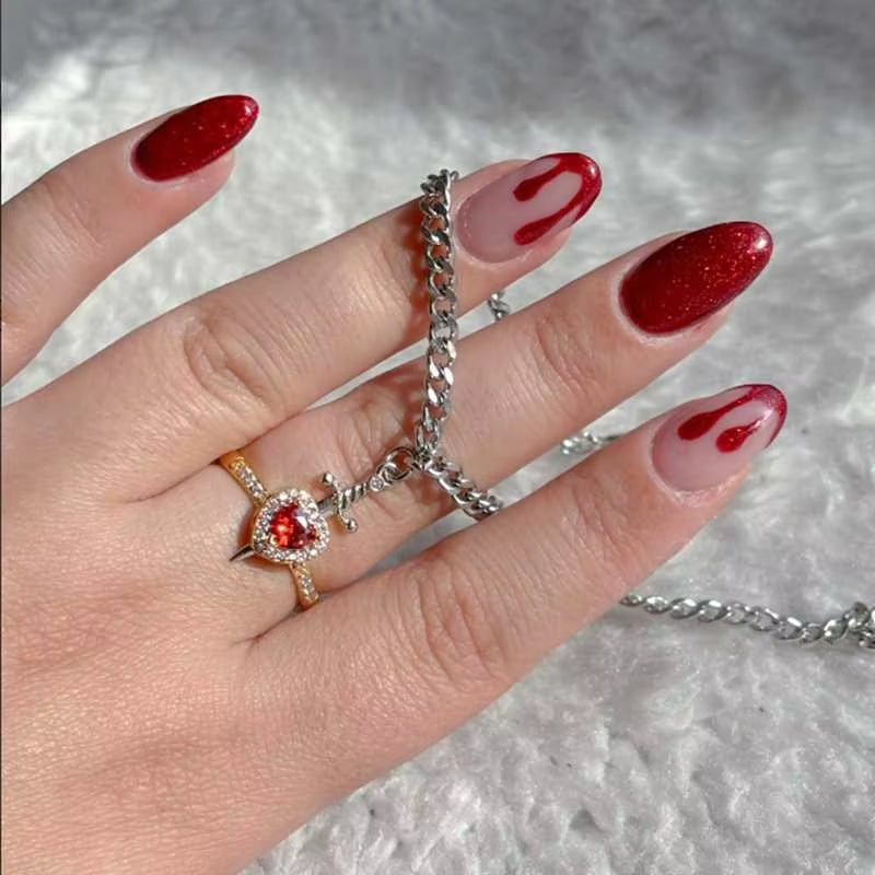Heart Ring and Sword Necklace Set – Stainless Steel Couple Jewelry Gift - CartRare