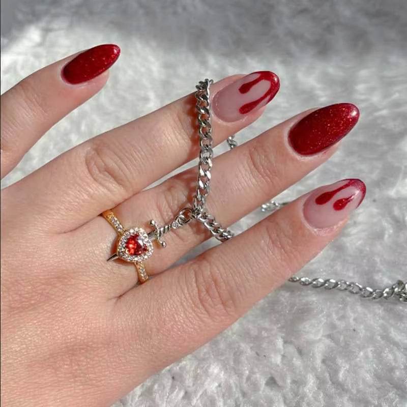 Heart Ring and Sword Necklace Set – Stainless Steel Couple Jewelry Gift - CartRare