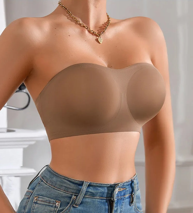 Seamless Ice Silk Strapless Bra Wire-Free & Padded