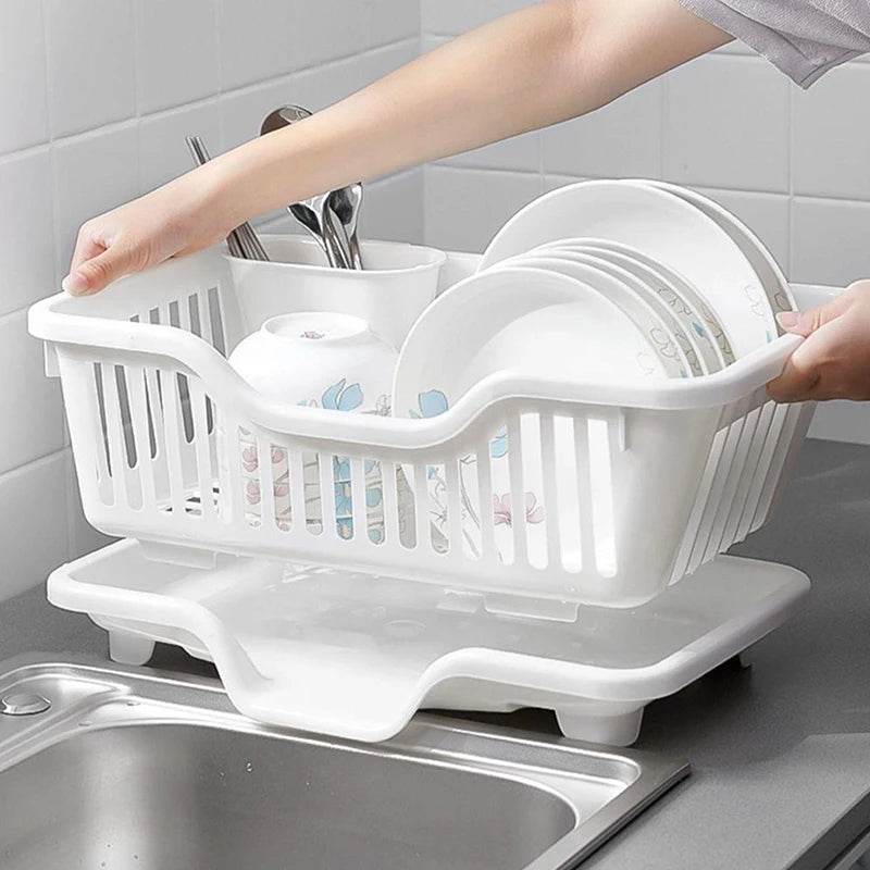 Dish Drying Rack with Drain Board | Kitchen Utensil Organizer - CartRare