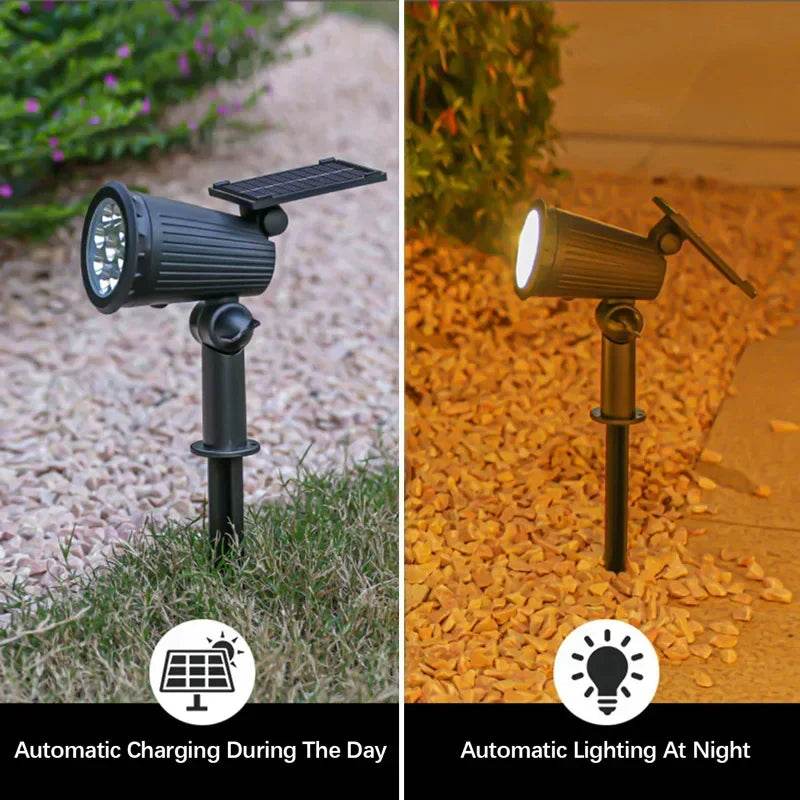 9 LED Solar Spotlights | Waterproof Outdoor Garden & Patio Lights - CartRare