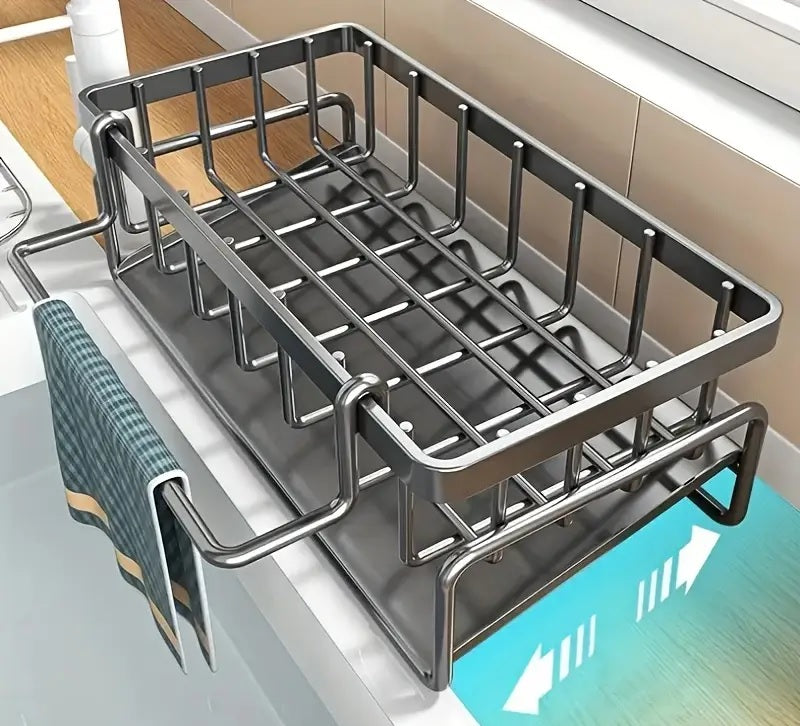Multifunction Kitchen Sink Organizer Rack for Cloths, Sponges, and Detergent - CartRare