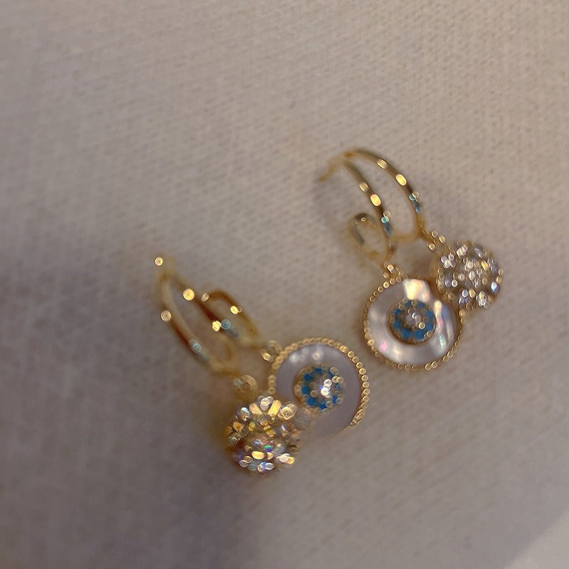 Vintage Boho Gold Plated Zirconia Hoop Earrings With Zirconia Accents