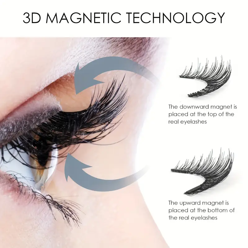Magnetic 8Pcs Reusable Eyelashes with Applicator – No Glue, 5 Magnet Natural Look Lashes - CartRare