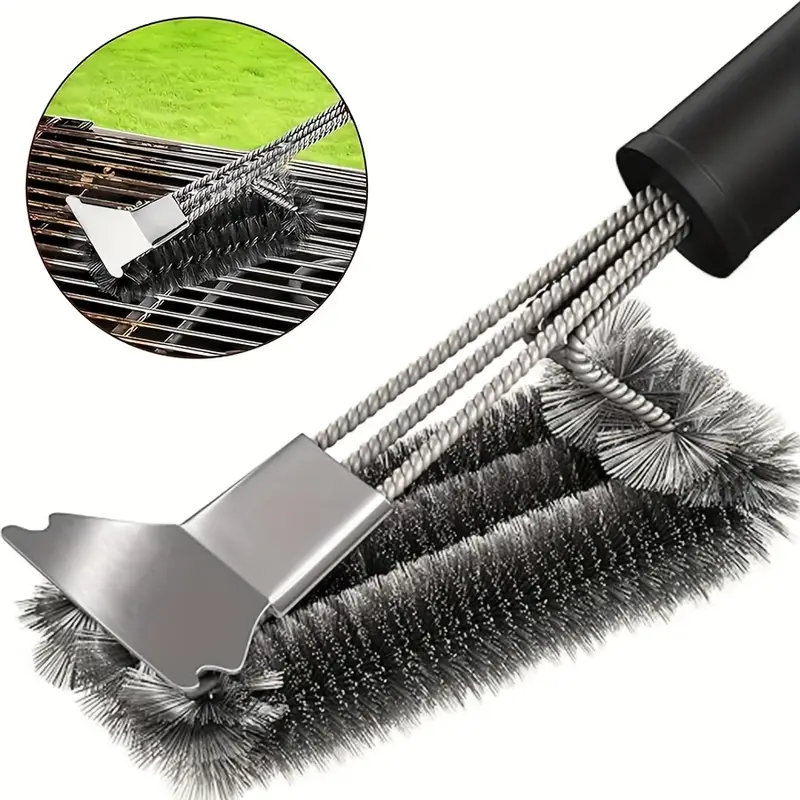 Non-stick Stainless Steel BBQ Cleaning Brush with Safe Bristles