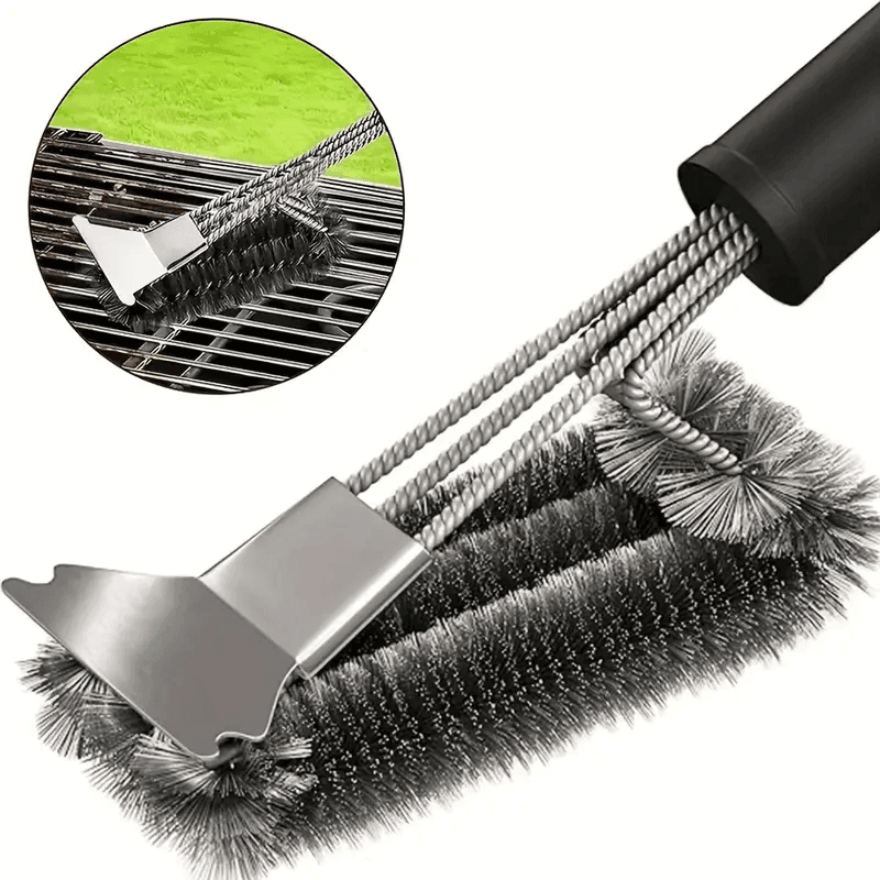 Non-stick Stainless Steel BBQ Cleaning Brush with Safe Bristles - CartRare