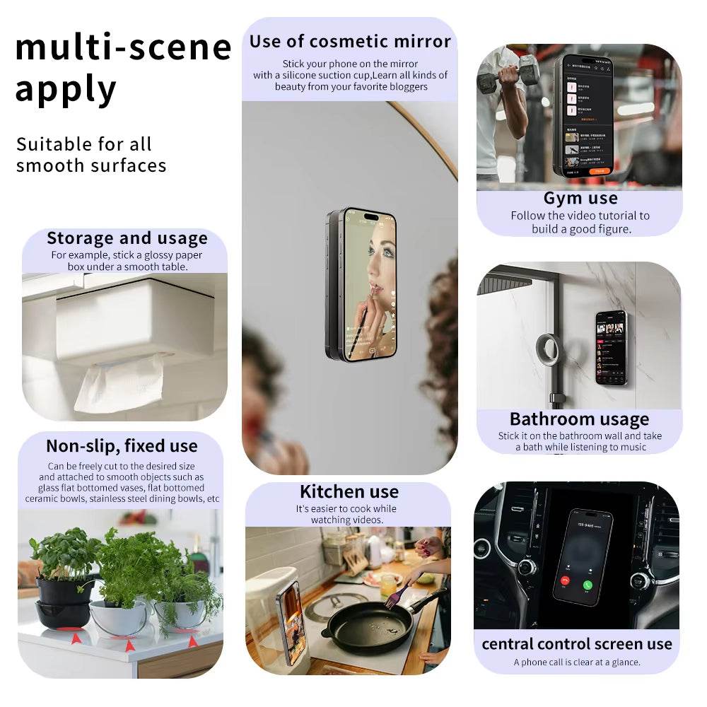 2pcs Double-Sided Silicone Phone Wall Mount with Suction Grip - CartRare