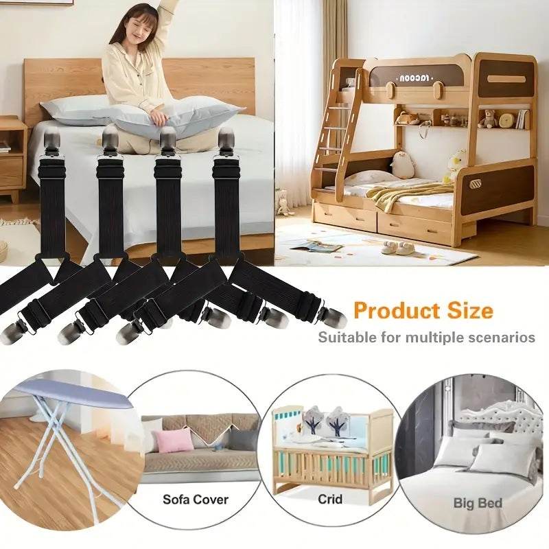 4-Piece Bed Sheet Holder Straps Set for Secure Mattress Fit - CartRare