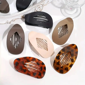 Leopard Matte Oval Hair Claw Clip – Curved Acrylic Barrette for Women’s Everyday Styling