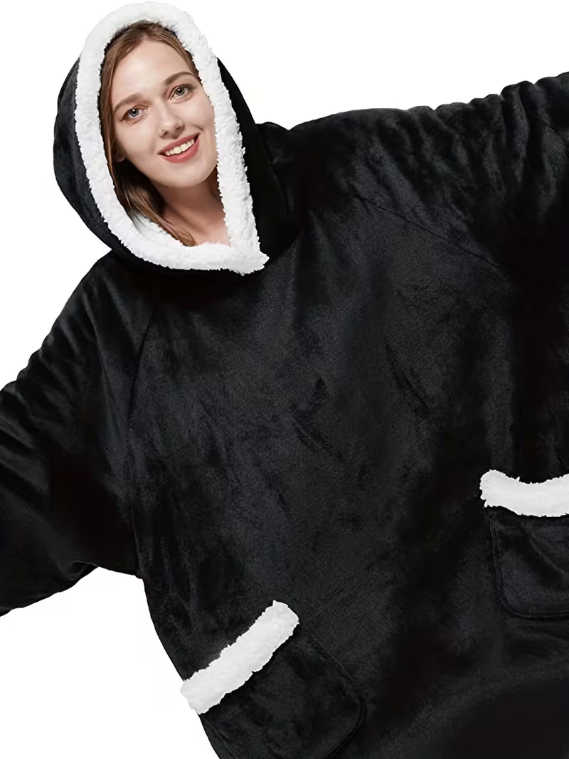 Giant Oversized Flannel Blanket Hoodie – Warm Winter Pullover